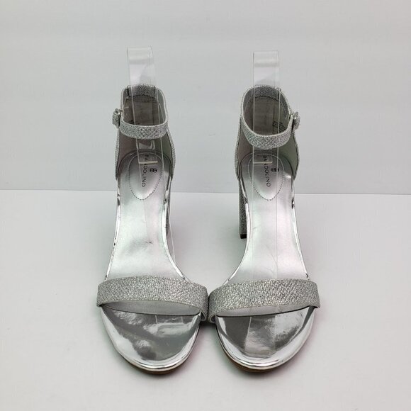 Bandolino ARMORY 2 Womens Size 7.5 Silver Sparkle Ankle Strap 3" Heel Sandals - Picture 5 of 12